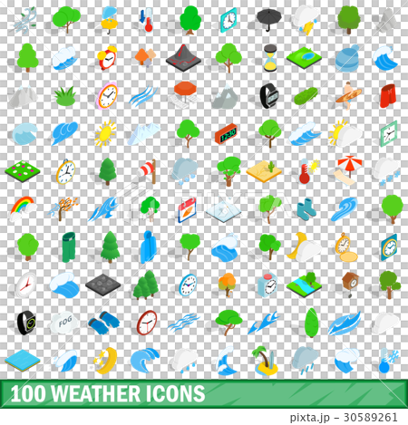 100 weather icons set, isometric 3d style 100 weather icons set, isometric 3d style 30589261