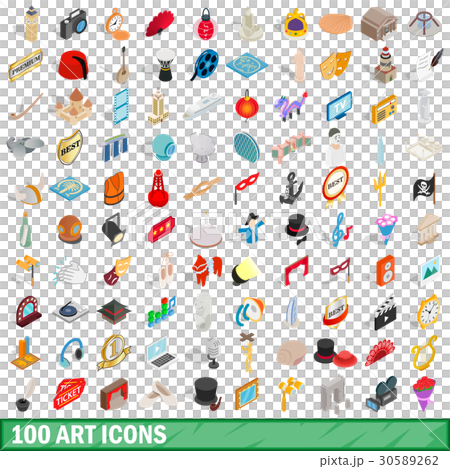 100 art icons set, isometric 3d style 30589262