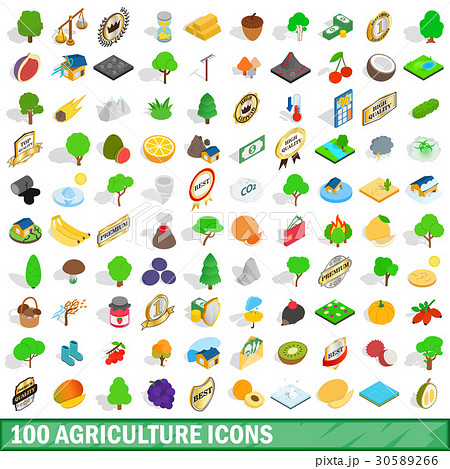 100 agriculture icons set, isometric 3d style 100 agriculture icons set, isometric 3d style 30589266