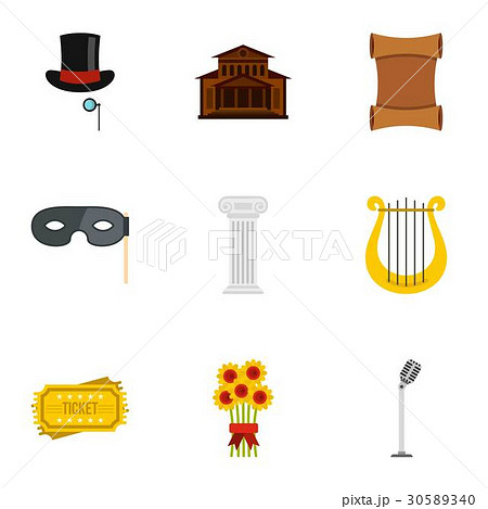 Opera Icons Set Flat Styleのイラスト素材