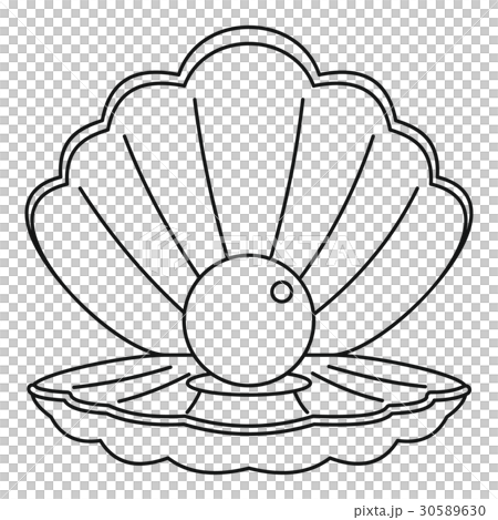 Sea Shell With Pearl Icon Outline Styleのイラスト素材