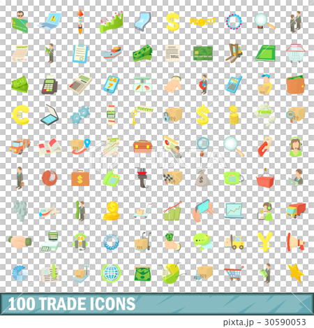 100 trade icons set, cartoon style - Stock Illustration [30590053] - PIXTA