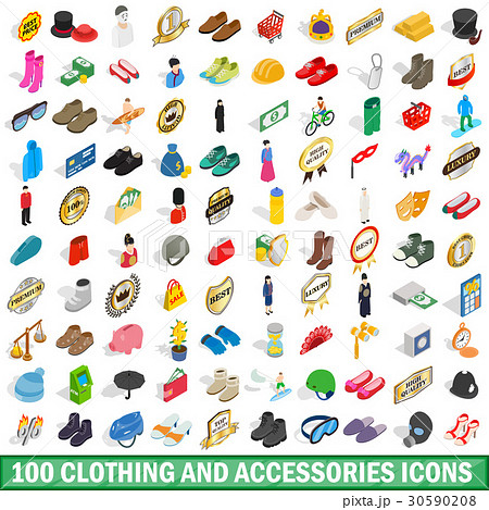 100 clothing and accessories icons set 30590208