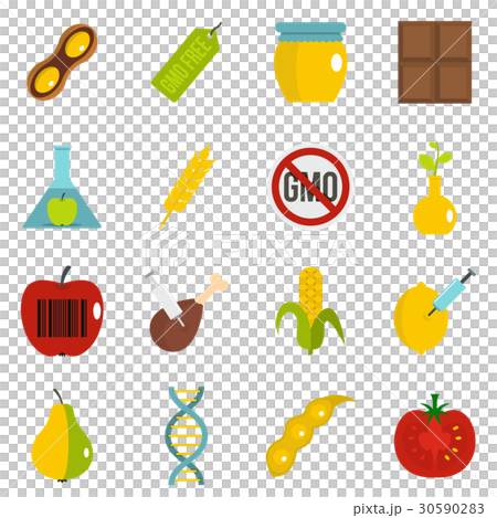 GMO icons set food, flat style - Stock Illustration [30590283] - PIXTA