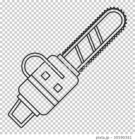 Chainsaw icon, outline style Chainsaw icon, outline style 30590381