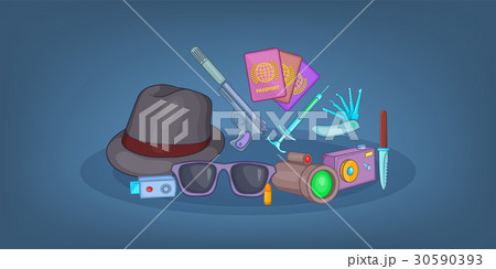 Spy horizontal banner, cartoon style Spy horizontal banner, cartoon style 30590393