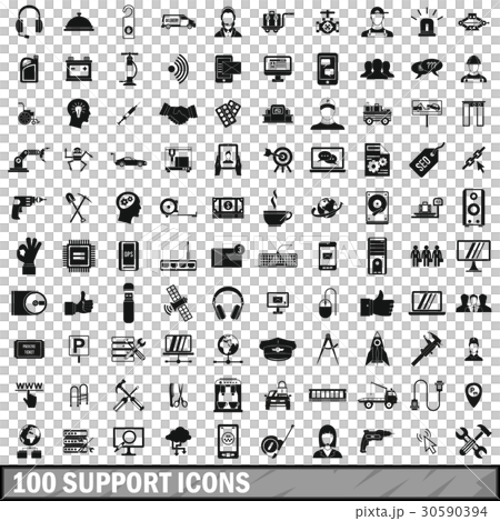 100 support icons set, simple style 30590394