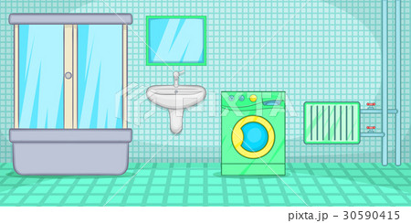 Plumber horizontal banner bathroom, cartoon style 30590415