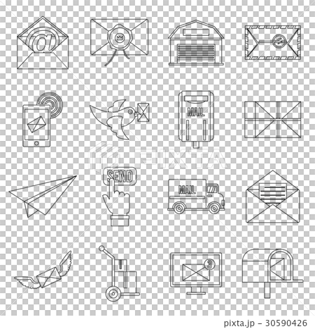 Poste service icons set, flat style 30590426