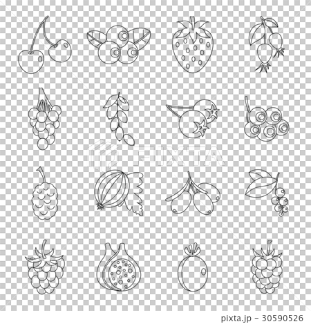Berries icons set, Outline style 30590526