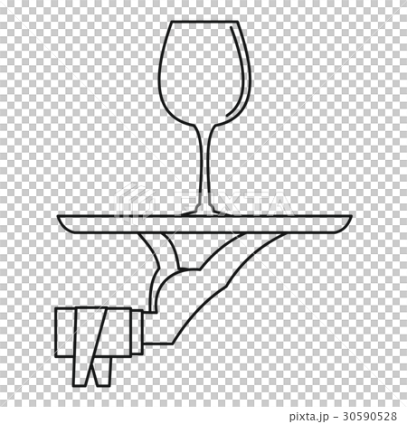 Glass Of Wine On A Tray Icon Outline Styleのイラスト素材