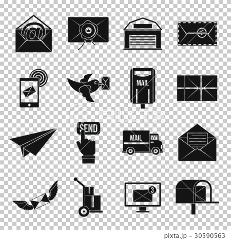 Poste service icons set, simple style Poste service icons set, simple style 30590563