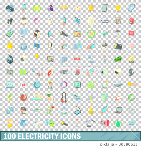 100 electricity icons set, cartoon style 30590613
