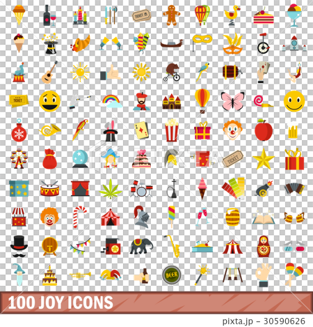 100 joy icons set, flat style 100 joy icons set, flat style 30590626