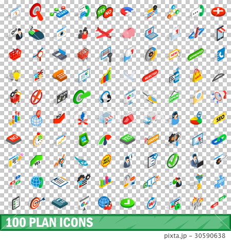 100 plan icons set, isometric 3d style - Stock Illustration [30590638 ...