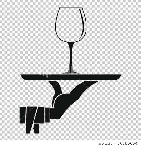 Waiter Hand Holding Tray With Wine Glass Iconのイラスト素材