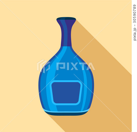 Blue wide bottle icon, flat style 30590789