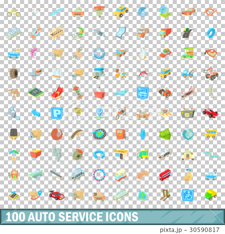 100 autoservice icons set, cartoon style 100 autoservice icons set, cartoon style 30590817