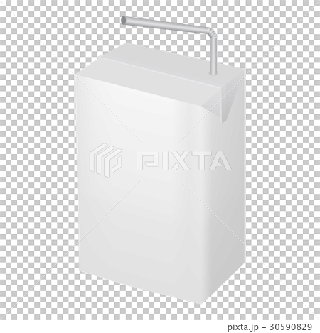 Milk or juice carton package with straw mockup 30590829
