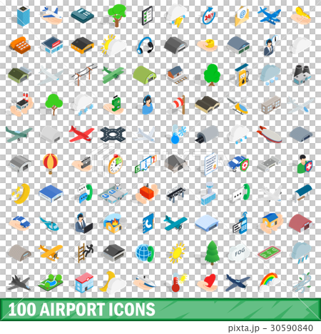 100 airport icons set, isometric 3d style 100 airport icons set, isometric 3d style 30590840