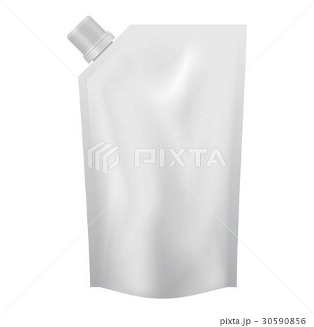 Plastic pouch with batcher mockup, realistic style 30590856