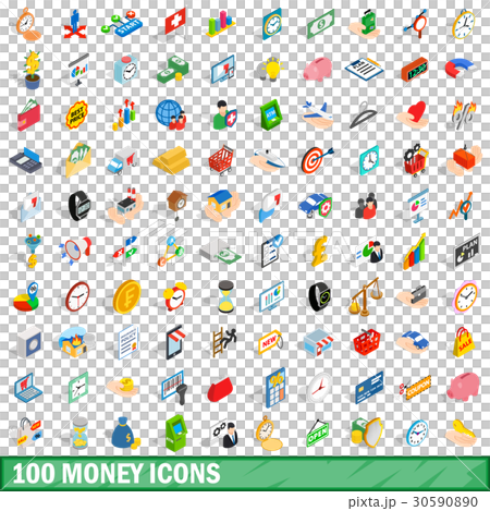 100 money icons set, isometric 3d style - Stock Illustration [30590890 ...