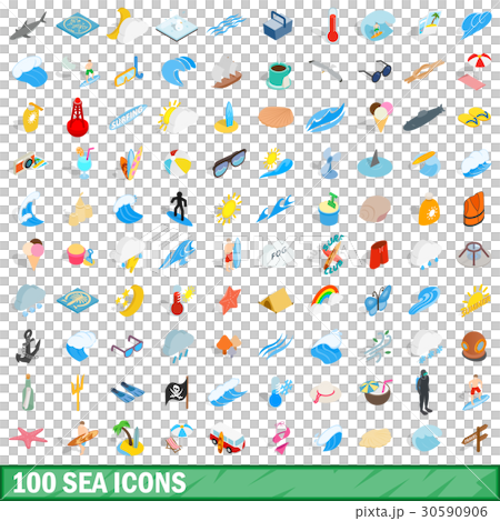 100 sea icons set, isometric 3d style 100 sea icons set, isometric 3d style 30590906