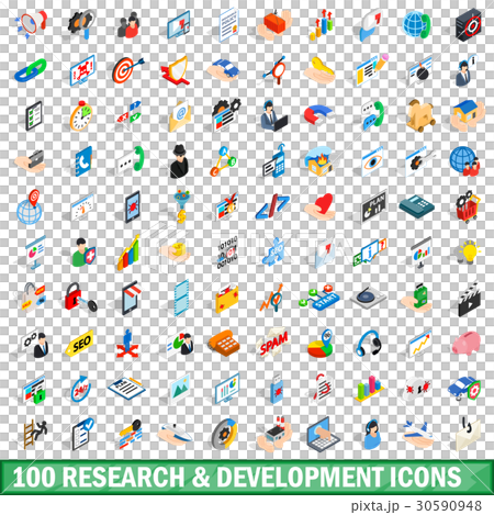 100 research development icons set 30590948
