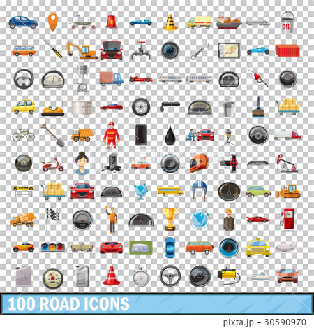 100 road icons set, cartoon style - Stock Illustration [30590970] - PIXTA