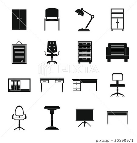 Office furniture icons set, simple style Office furniture icons set, simple style 30590971