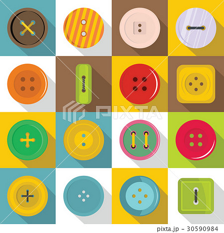 Clothes button icons set, flat style Clothes button icons set, flat style 30590984