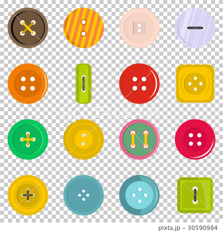 Clothes button icons set, flat style Clothes button icons set, flat style 30590984