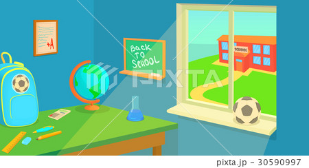 School room horizontal banner, cartoon style 30590997