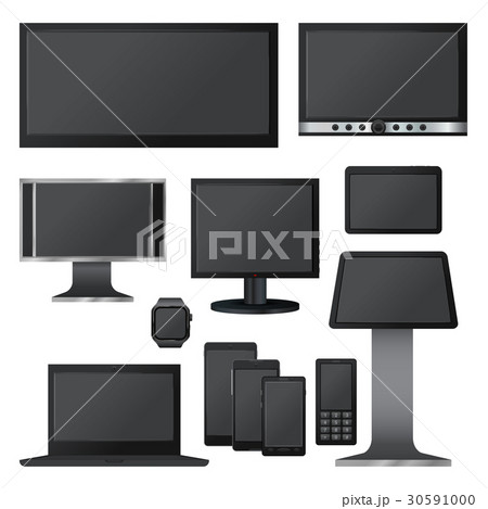 Black screen mockup set, realistic style 30591000