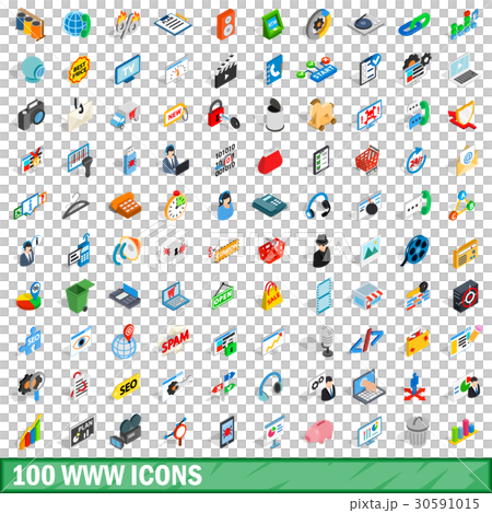 100 www icons set, isometric 3d style 100 www icons set, isometric 3d style 30591015