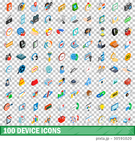 100 device icons set, isometric 3d style 30591020