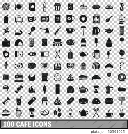 100 cafe icons set, simple style - Stock Illustration [30591025] - PIXTA