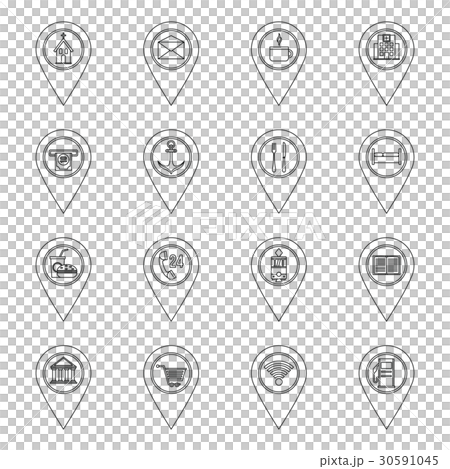 Points of interest icons set, outline style 30591045