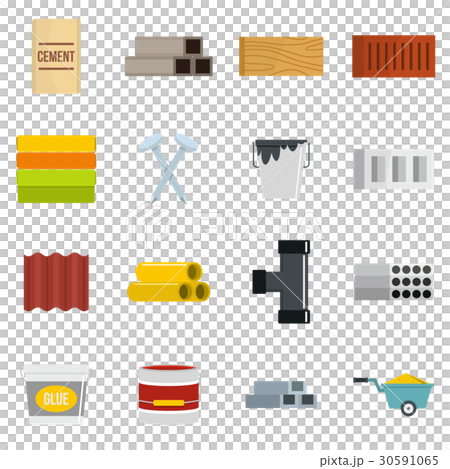 Building materials icons set, flat style - Stock Illustration [30591065 ...