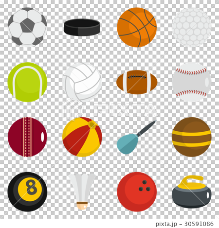 Sport balls icons set, flat style - Stock Illustration [30591086] - PIXTA
