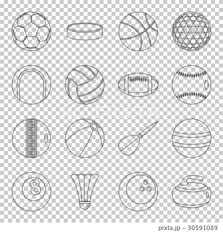Sport balls icons set, outline style - Stock Illustration [30591089 ...