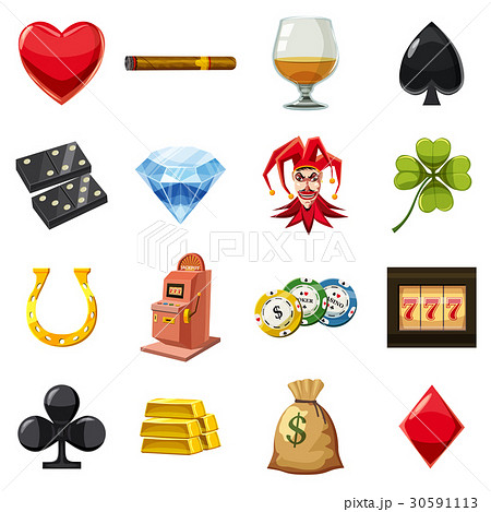 Casino icons set symbols, cartoon style 30591113