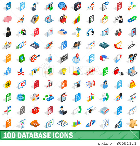 100 database icons set, isometric 3d style 30591121
