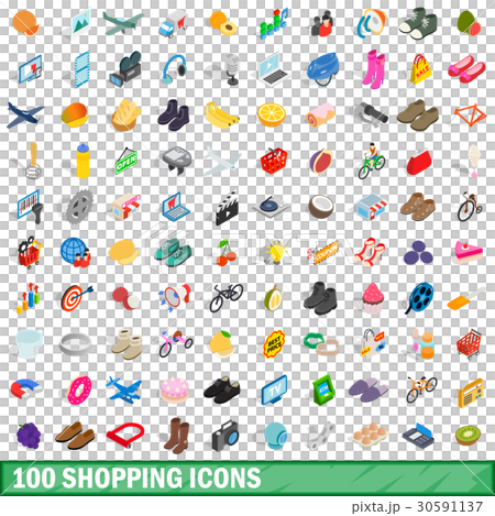 100 shopping icons set, isometric 3d style 100 shopping icons set, isometric 3d style 30591137