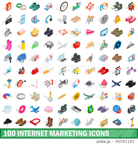 100 internet marketing icons set 30591191