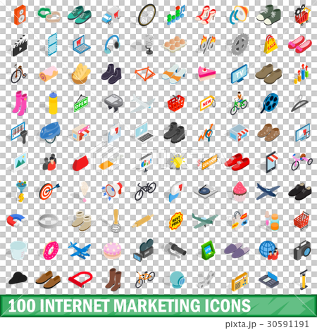 100 internet marketing icons set 30591191