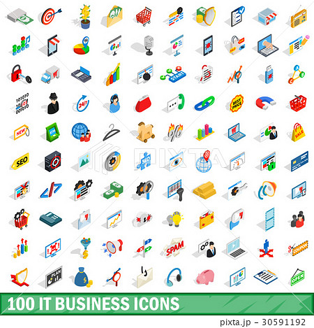 100 it business icons set, isometric 3d style 100 it business icons set, isometric 3d style 30591192