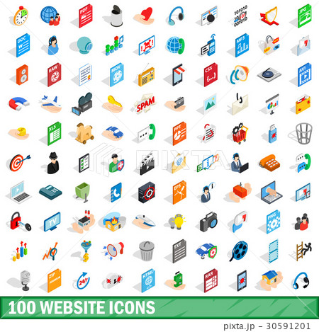 100 website icons set, isometric 3d style 30591201