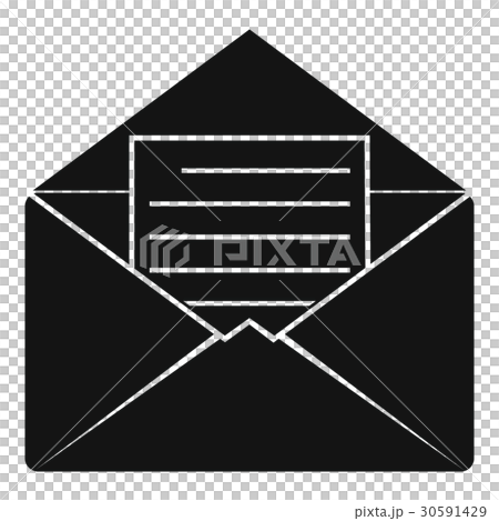 Envelope with sheet of paper icon, simple style 30591429