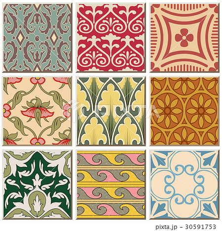Antique ceramic tile pattern combo collection 30591753